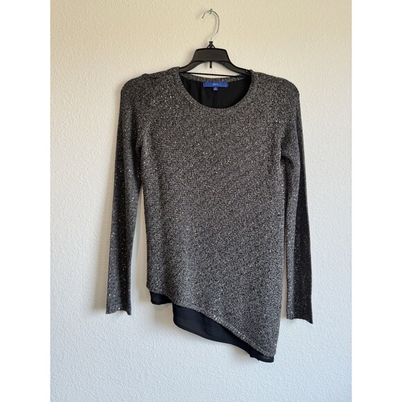 Apt.9 Women's Sparkly Asymmetrical Sweater Long Sleeve Round Neck Lined Small - Picture 1 of 12